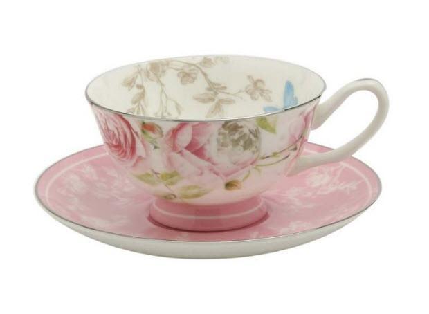 Beau Rose Fine Bone China Teacup Tea Cup & Saucer Set of 4