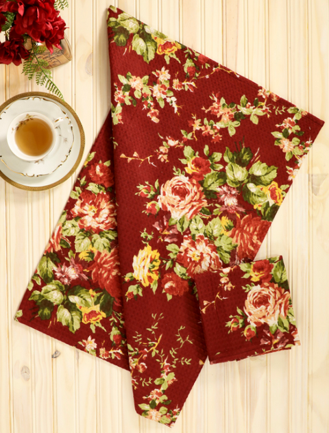 Cottage Rose Autumn Tea Towels Set of 2