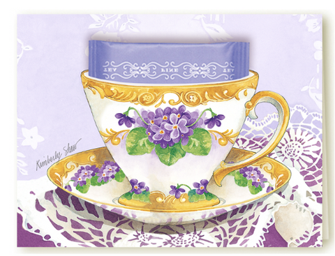 Kimberly Shaw Violet Tea Card Tea Themed Stationery Greeting Card Tea Included Blank Inside