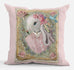 Princess Pink Bunny and Blue Bird Accent Throw Pillow 18 x 18
