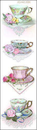 10 Bookmarks Pink Tea Cups Favors