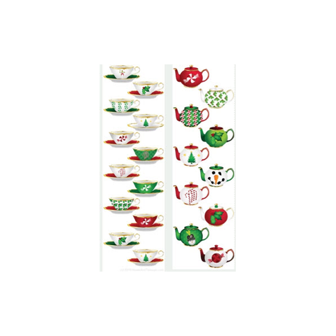 10 Christmas Tea Cups and Teapots Bookmarks Favors