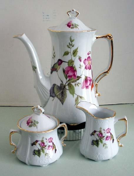 20 oz Porcelain Teapot with Cream and Sugar Set - Hummingbird