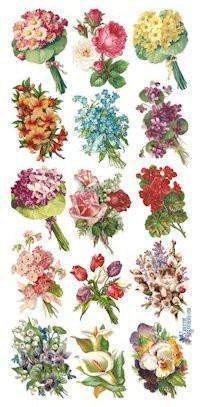 30 Bouquet Victorian Floral 2 Sheets of Stickers