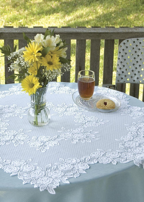 42" Round Tea Rose Lace Table Topper