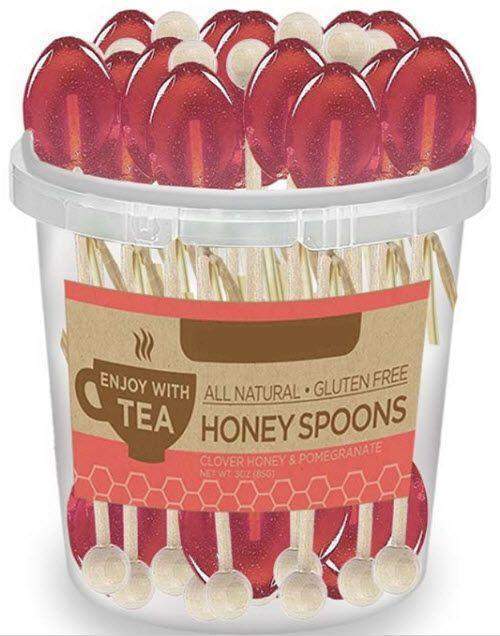 50 Individually Wrapped Pomegranate Honey Naturally Flavored Tea Spoons