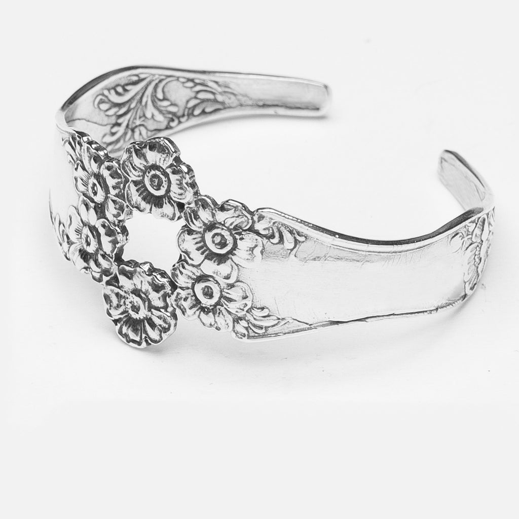 Adjustable Silver Spoon Cuff Bracelet - Florentine