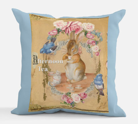 Afternoon Tea Rabbit Accent Pillow 18 x 18