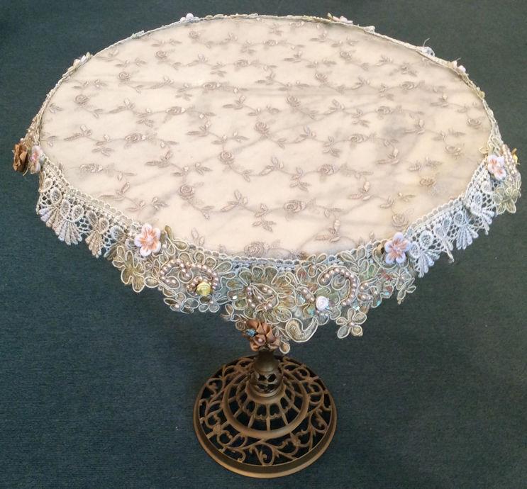 Beaded Lace Small Table Topper Sage - Only 1 Available