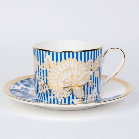 Beautiful Bone China Blue Danube Coffee Cup Saucer Set of 2