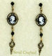 Black Cameo and Crystal Drop Earrings-Roses And Teacups