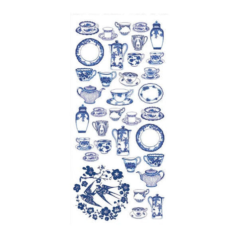 Blue China Dishes Stickers 2 Sheets of Stickers