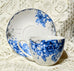 Blue & Gray England Rose Fine Porcelain Teacups and Saucers Set of 6