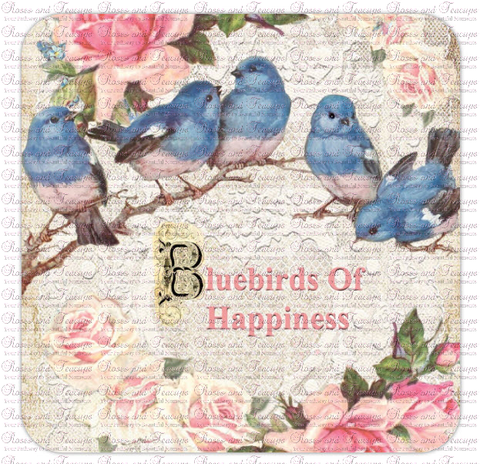 Bluebirds of Happiness Coasters Set of 4