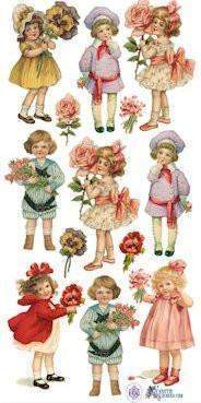 Bouquet Children Victorian Floral 2 Sheets of Stickers