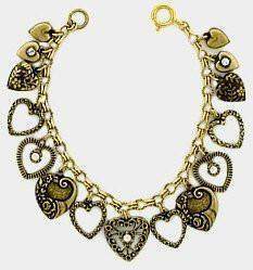 Brass Filigree Hearts Bracelet