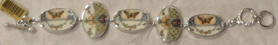 Butterflies Silver Plate and China Bracelet