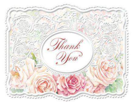 Carol Wilson Carol's Rose Garden Apricot Roses and Lace Thank You Notes
