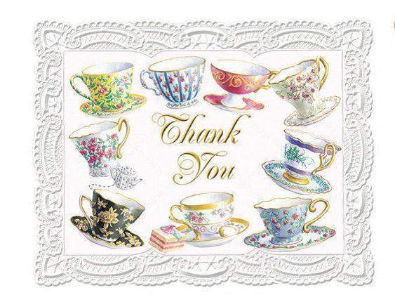 Carol Wilson Carol's Rose Garden Teacups Thank You Cards