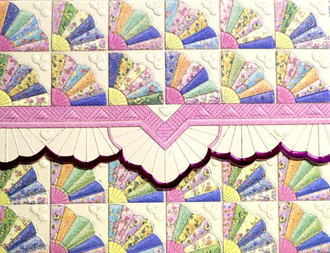Carol Wilson Fan Quilt Note Card Portfolio-Roses And Teacups