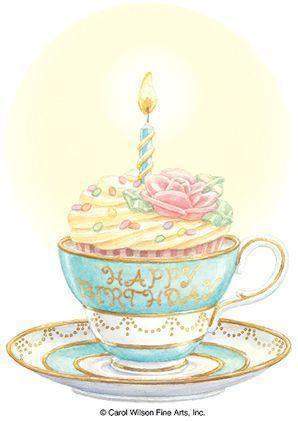 Carol Wilson Stationery Teacup Cake Birthday Greeting Card