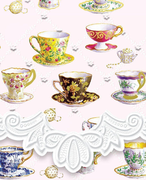 Carol Wilson Teacups (Tea Cups) Mini Embossed Purse Pad Notepad-Roses And Teacups