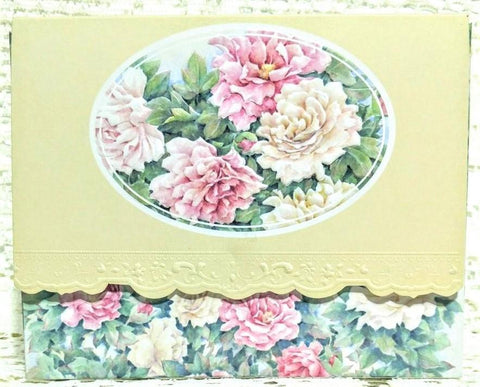 Carol Wilson Peonies Note Card Portfolio-Roses And Teacups