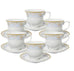 Case of Cassandra 36 Gold and Pale Blue Wholesale Tea Cups and Saucers