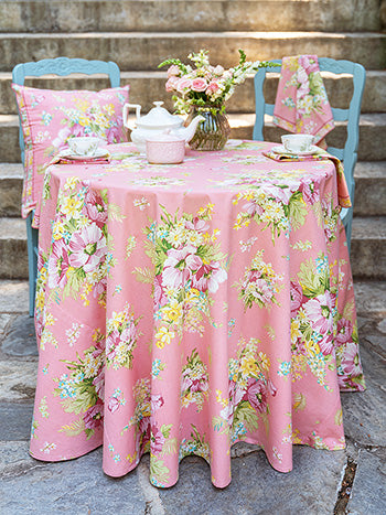 Charming Pink Round Tablecloth