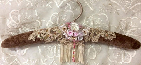 Chocolate Beaded Lace Hanger #1