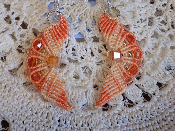 Coral Wings Macrame Earrings