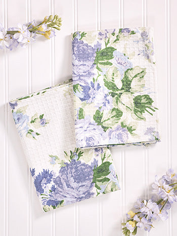 Cottage Rose Blue Tea Towels Set of 2