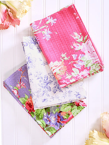 Cottage Rose Patchwork Tea Towel Bundle Set of 3