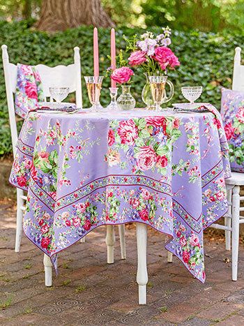 Cottage Rose Periwinkle Rectangular Tablecloth