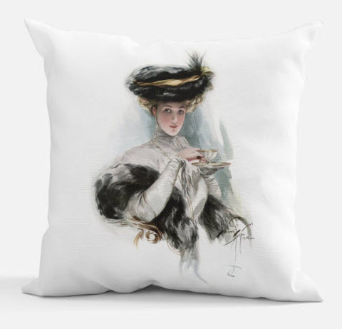 Elegant Tea Lady Accent Pillow 18 x 18
