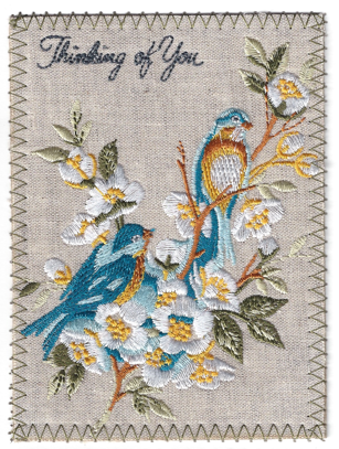 Embroidered Linen Get Well Greeting Card