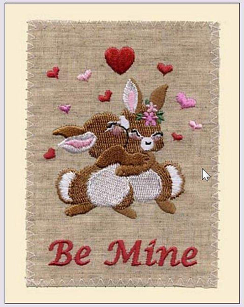 Embroidered Linen Valentines Day Greeting Card