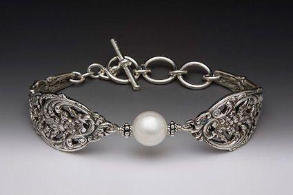 English Lace Silver Spoon Pearl Bracelet - Only 2 Left!