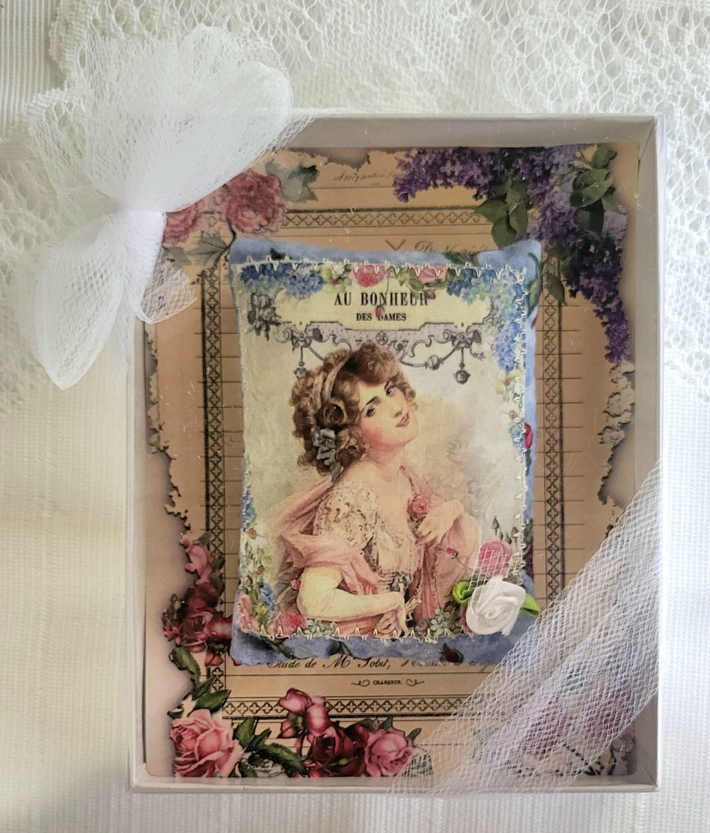 Fancy French Lady Lovely Lavender Scented Gift Boxed Sachet - Annette - One of a Kind!