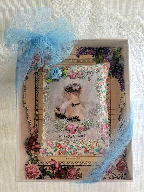 Fancy French Lady Lovely Lavender Scented Gift Boxed Sachet - Brigitte - One of a Kind!