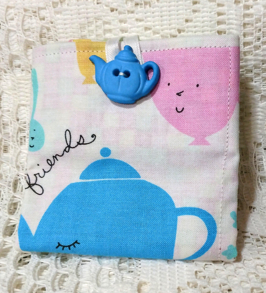 Friendly Teacups Tea Wallet Fabric Tea Bag and Sweetener Envelope for the Purse - One of a Kind!