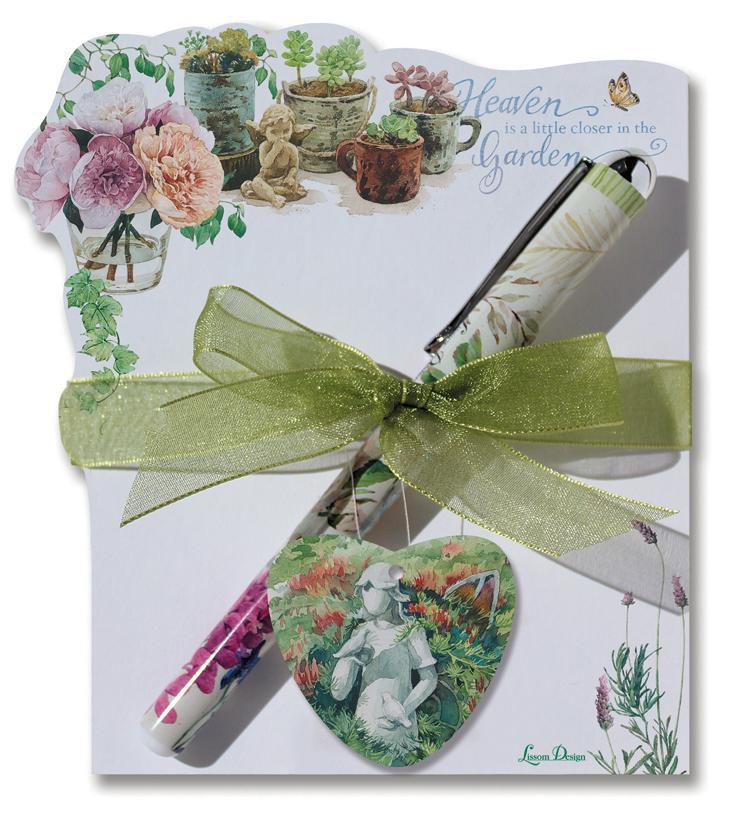 Garden Peonies and Succulents Notepad and Pen Set