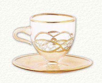 Gold Etched Egyptian Glass Tea Cup Ornament