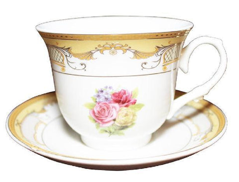 Gold Romantic Rose Bulk Discount Tea Cups- Set of 6 - Limited Supply!