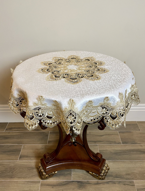 Golden Victorian Lace Table Topper