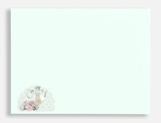 Green Teapot Blank Teapot Greeting Card Envelope Front