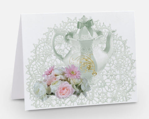 Green Teapot Blank Greeting Card