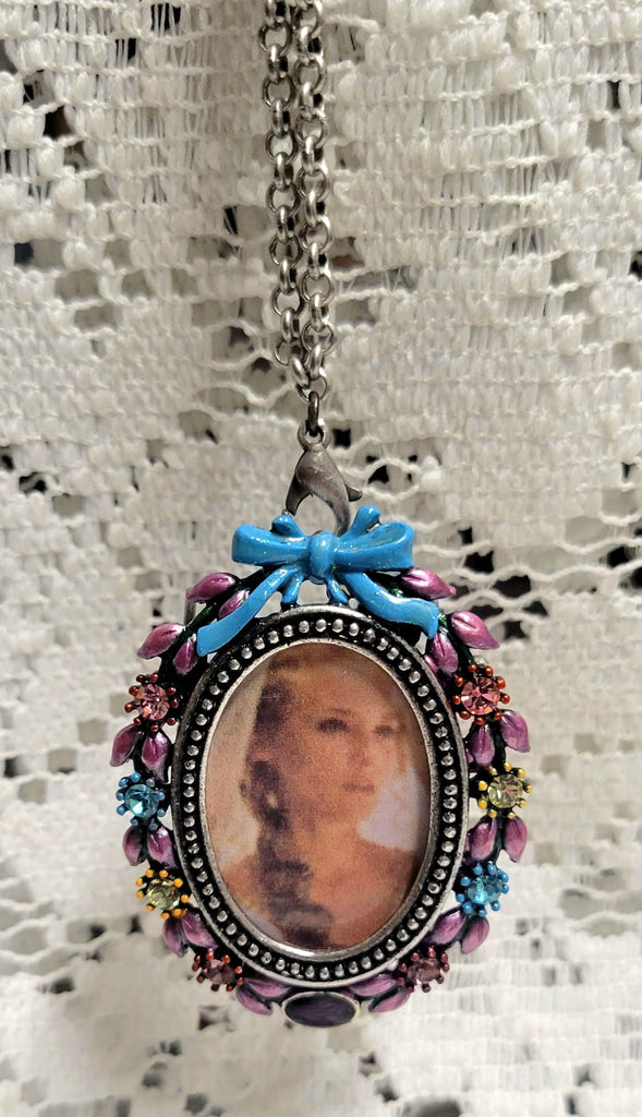 Hand Painted Crystal Cameo 3 in 1 Pendant Necklace Brooch - One of a Kind!