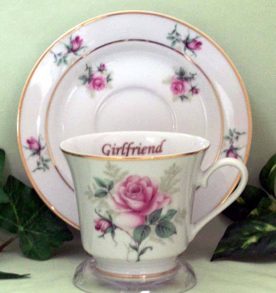 Happy Birthday Personalized Porcelain Tea Cup (teacup) and Saucer-Roses And Teacups