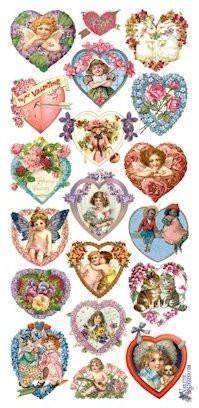 Heart and Valentine Victorian 2 Sheets of Stickers
